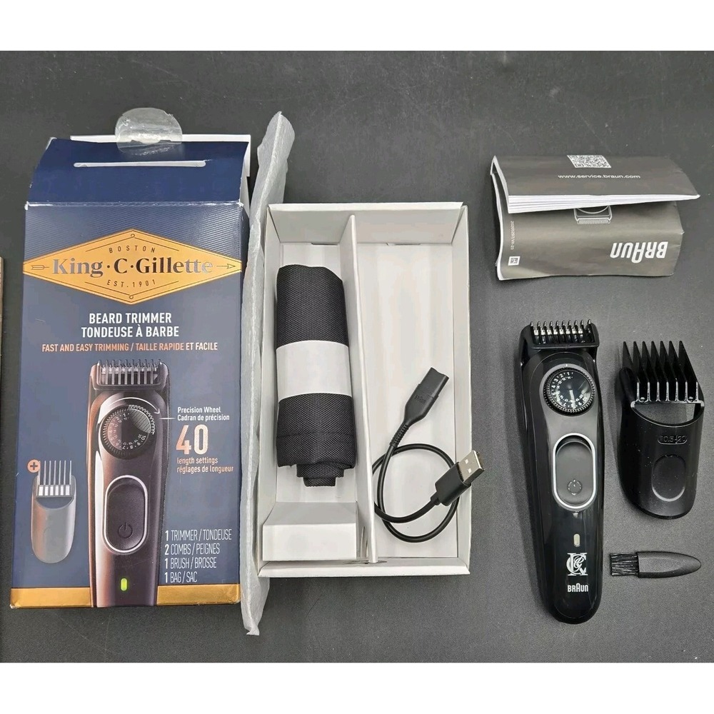 King C Gillette Beard TRIMMER Set Precision‎ Wheel w/2 Interchangeable Combs